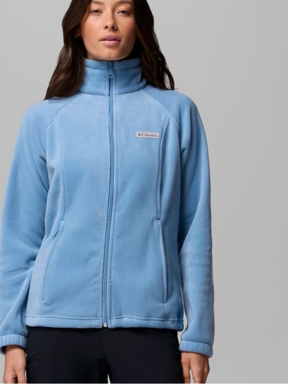 Columbia Women's Light Blue Full Front Zip Fleece Jacket.